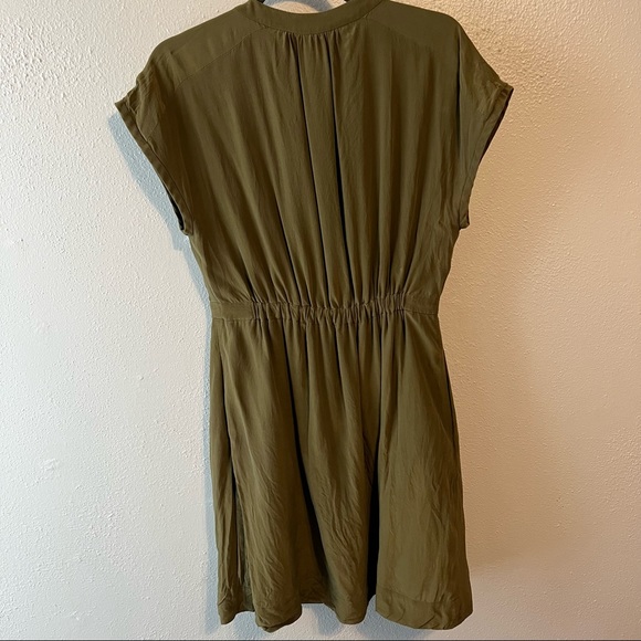Madewell 100% silk army green Moonset dress size 2 - Picture 3 of 7